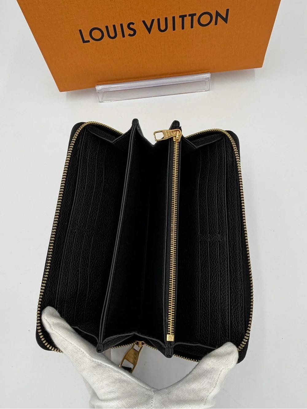 Louis Vuitton Black & Cream Monogram Zip-Around Wallet